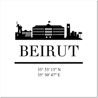 BEIRUT LEBANON BLACK SILHOUETTE SKYLINE ART Posters and Art